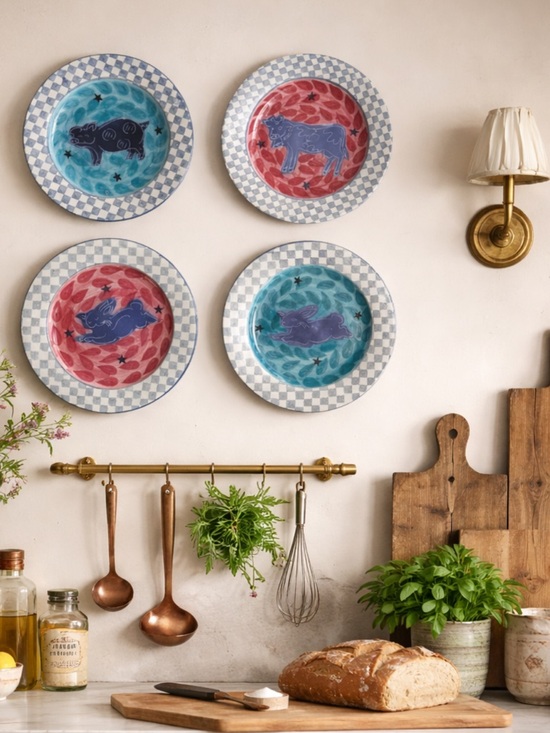 daniel lasser Other - Daniel Lasser hand painted studio pottery dinner plate #2 cow red plate